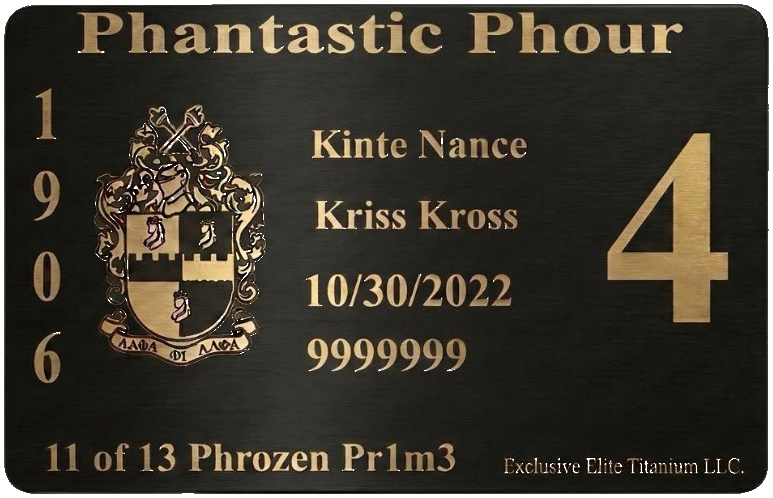 AlphaEliteXCard custom engraved black metal card, front
